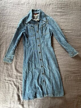 Vintage Landlubber Denim Midi Shirt Dress